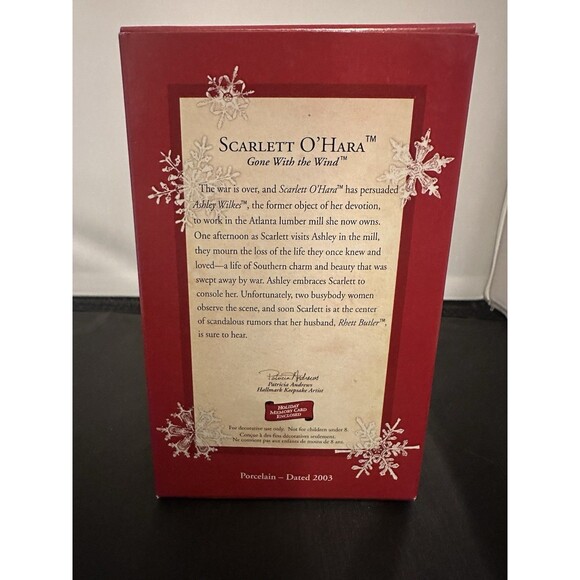 NEW HALLMARK KEEPSAKE 2003 SCARLETT O'HARA GONE WITH THE WIND CHRISTMAS ORNAMENT - Picture 4 of 4
